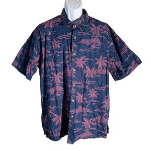 COOKE STREET Men's Short Sleeve Button‎ Down Floral Hawaiian Shirt Blue Pink 2XL